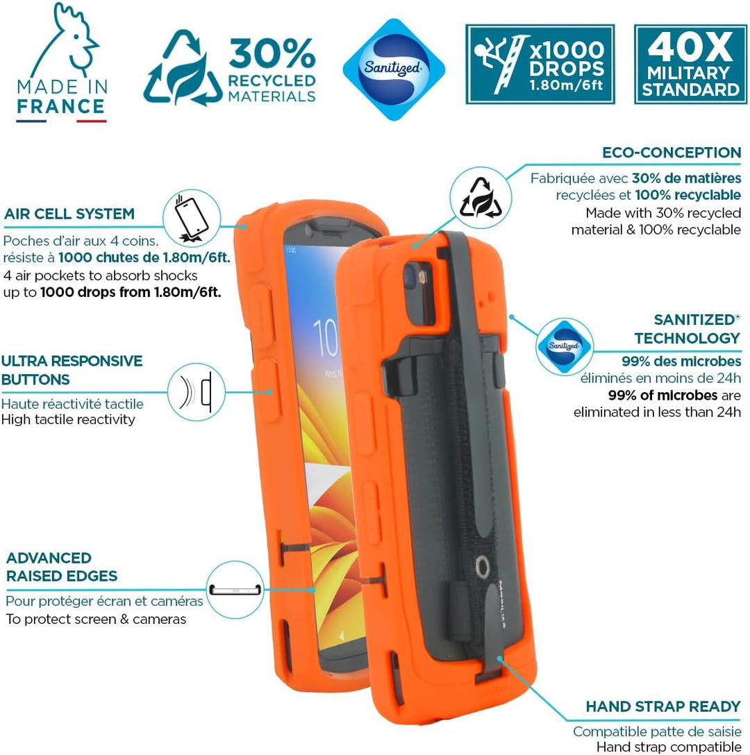 Mobilis Schutzhülle für Zebra TC53 TC58 mit Handschlaufe | Antimikrobieller Schutz - Etui in Militär