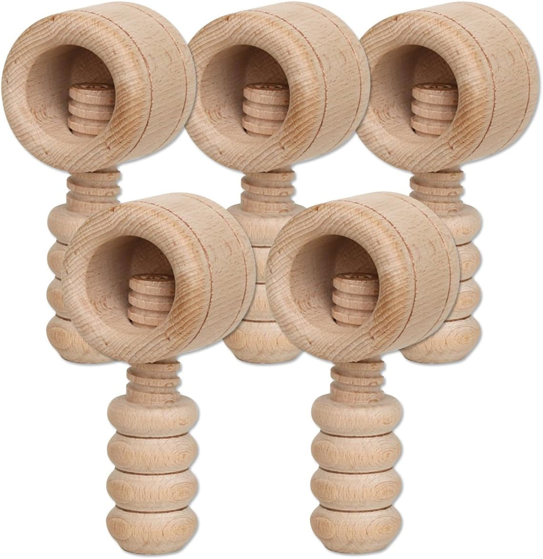 Dekohelden24 5 Stück Holz Nussknacker hochwertige Handarbeit, ca. 12 cm 5 Stück Schraubgewinde, 5 St