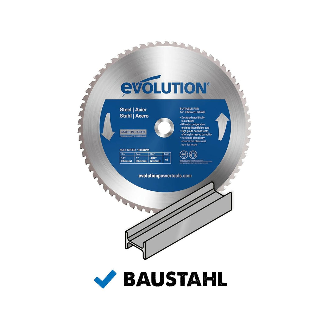 Evolution M355TCT-66CS - 355 mm Sägeblatt zum Schneiden von Baustahl - Metall-Sägeblatt mit Hartmeta
