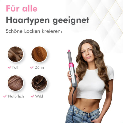 Dryze airstyler 5 in 1, lockenstab, haartrockner, warmluftbürste, föhnbürste, föhn… (Pink/Grey), Pin