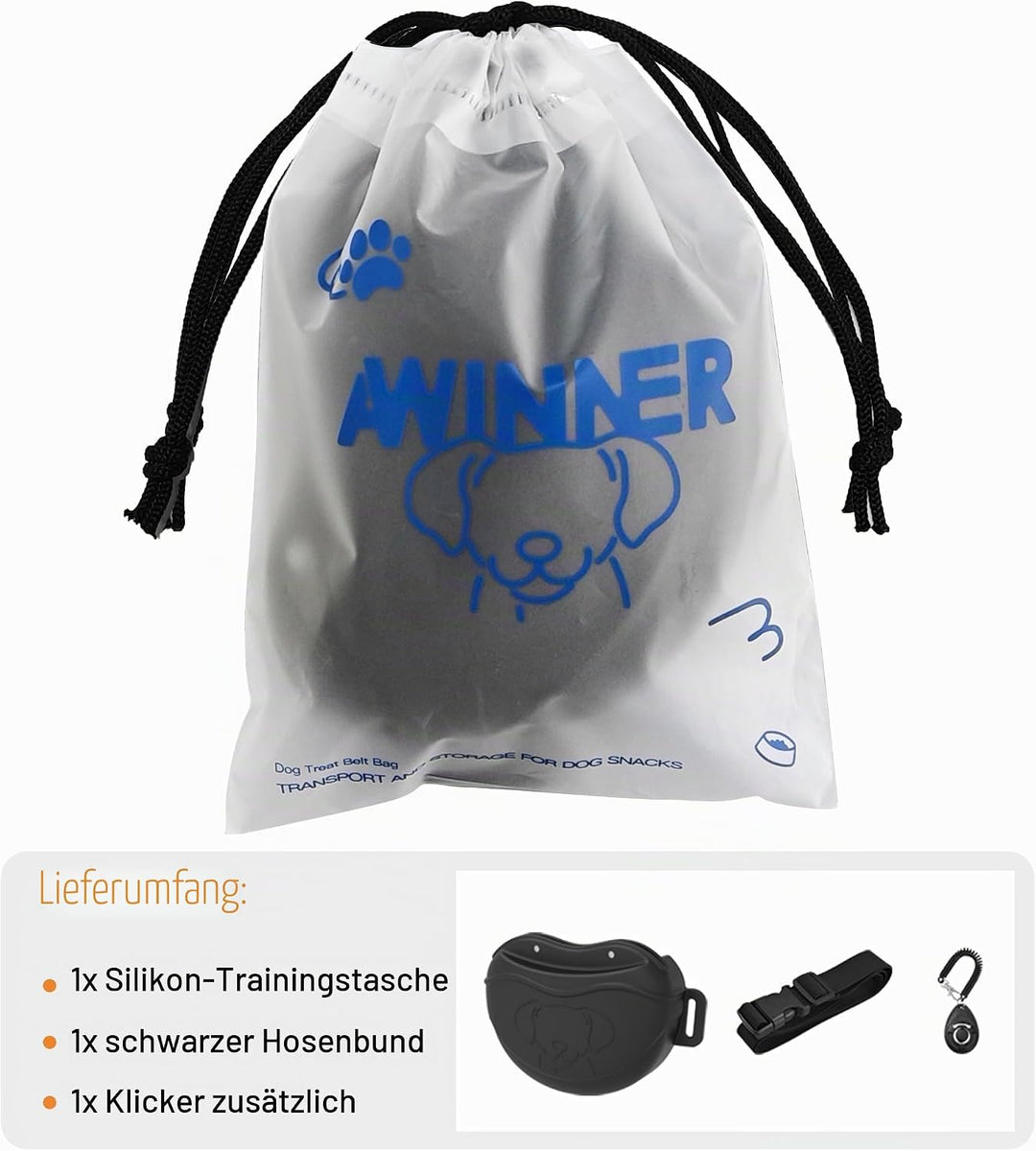 AWINNER Leckerli-Tasche für Hunde – Premium-Silikon, verbesserte 4 Starke Magnete, verbesserter Magn