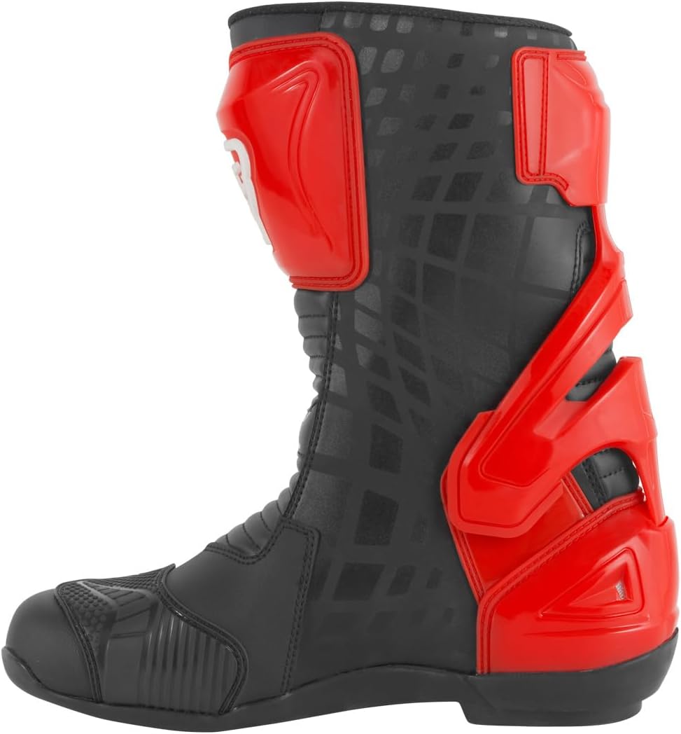 Bogotto Donington Motorrad Stiefel, schwarz/rot, 47 Schwarz Rot 47 EU, Schwarz Rot 47 EU