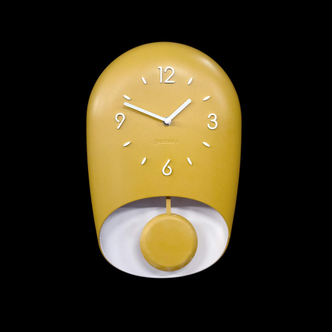 Guzzini - Home, BELL Wanduhr mit Pendel, Pendeluhr - Senfgelb, 22x8xh 33 cm - 168604206 One Size Gel