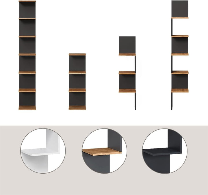 Vicco Eckregal Paolo, Bücherregal, Anthrazit, 28 x 116.4 cm Anthrazit 116 cm, Einzel, Anthrazit 116