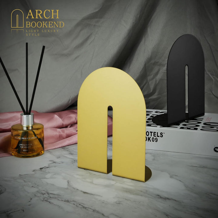Ondeam Runway Bookends für Bücher,1 Paar Metall Bogen Mode Einfachheit Buch Halter für Büro Regale H
