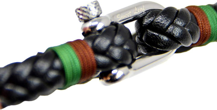 Leder Armband Schwarz für Herren - Handgefertigt - Hochwertiges Echtes leder - Silberpolierter Edels