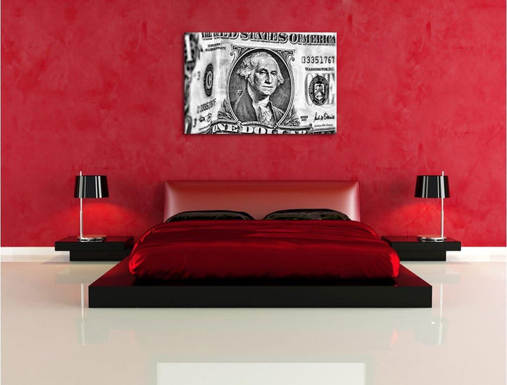Pixxprint Geldschein Dollar als Leinwandbild/Grösse: 100x70 cm/Wandbild/Kunstdruck/fertig bespannt,