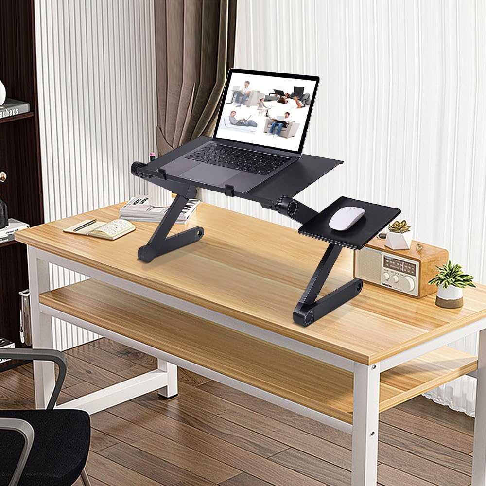 OHMG Laptop-Tisch, Laptop-Ständer, faltbar, Betttisch, höhenverstellbar, faltbar, mit Belüftungslöch