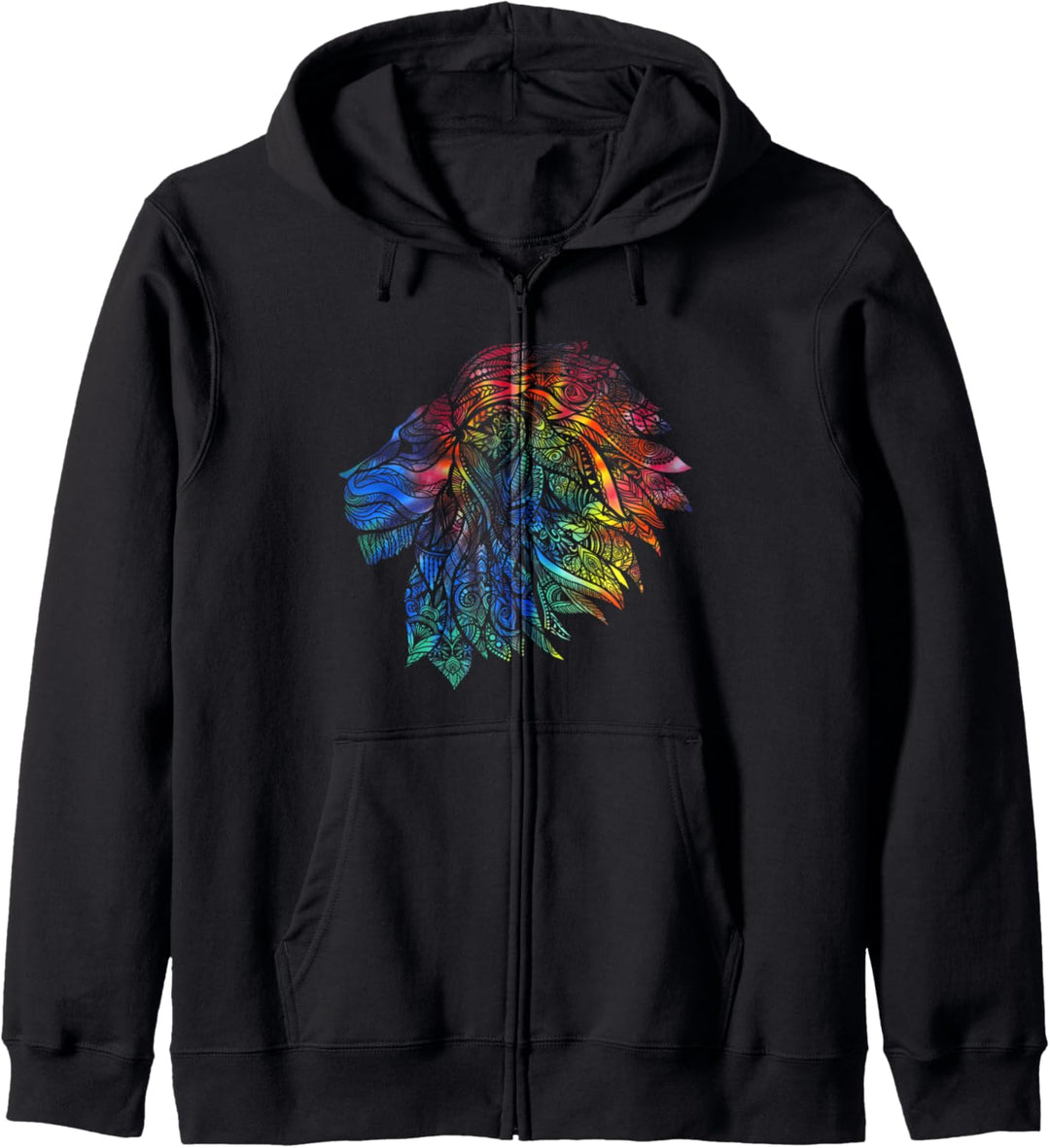 Psychedelisches Löwen-Design Geschenk. Rainwow Mandala Löwe Kapuzenjacke