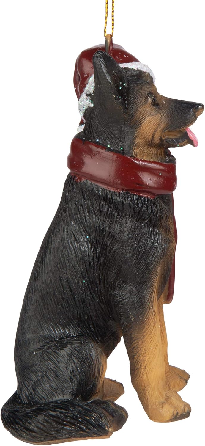 Design Toscano Deutscher Schäferhund Festlicher Hund Weihnachtsbaumornament Weihnachtsdeko, Polyresi