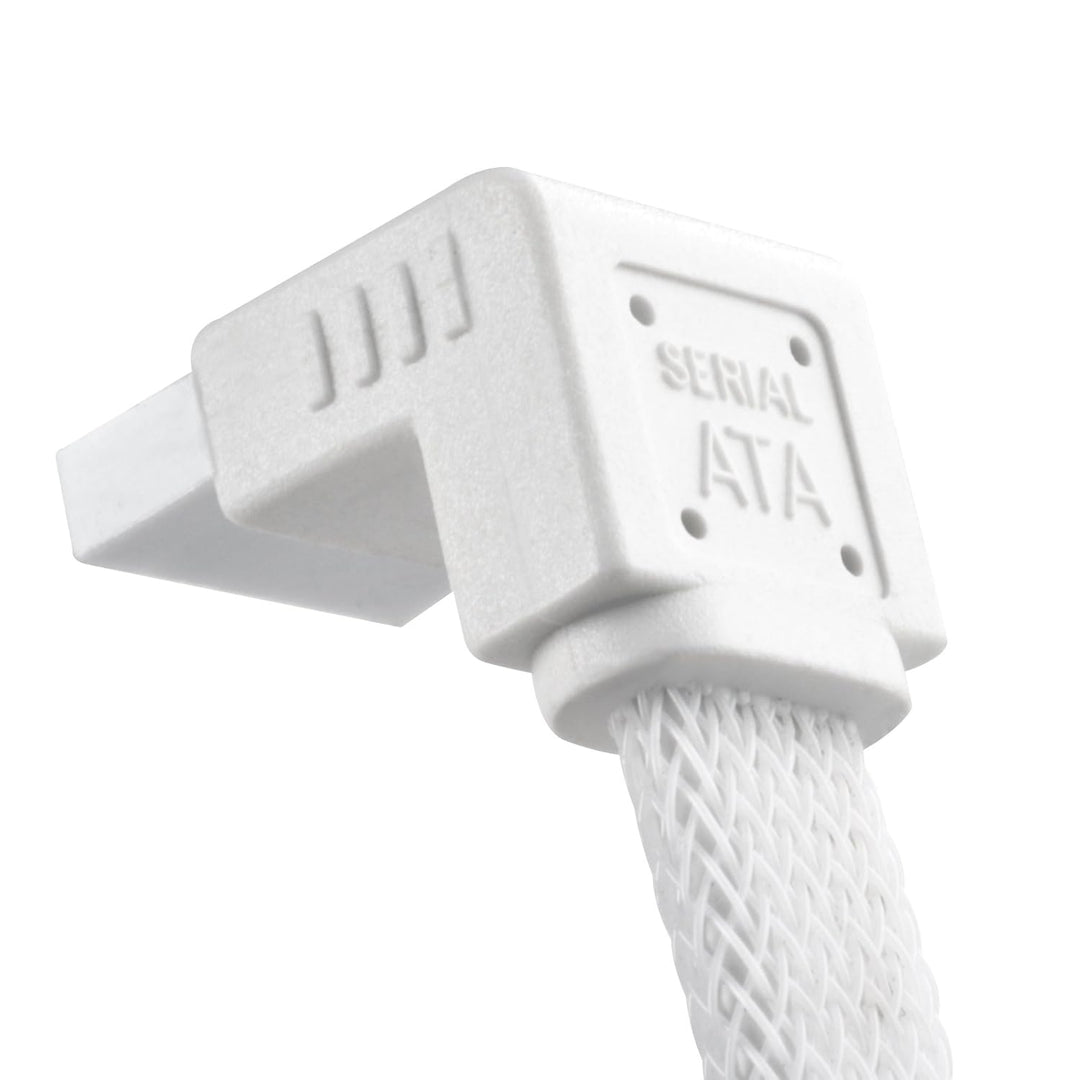SilverStone Technology CP08W SATA-Kabel mit EMI-Schutz, 90 Grad, geschirmt, Weiss, 2 Stück
