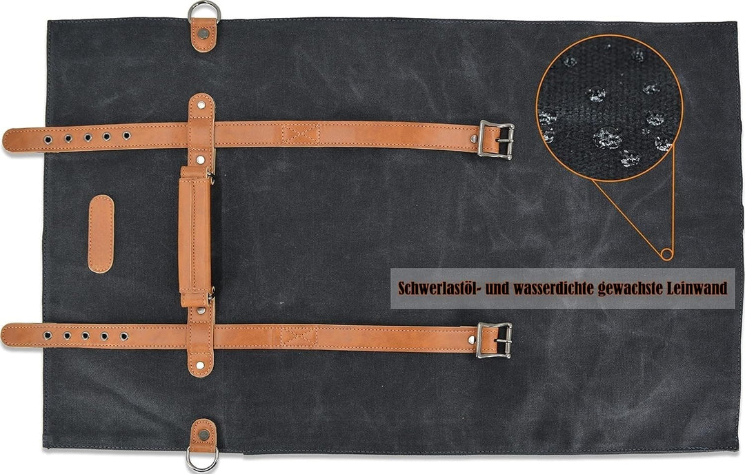 Messerrolle mit 14 Fächern, Leder-Messerrolle, Messerrollen-Segeltuch, Messertaschenhalter, Messerro