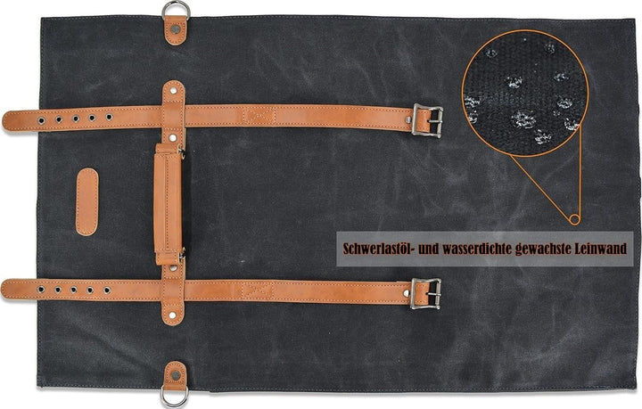 Messerrolle mit 14 Fächern, Leder-Messerrolle, Messerrollen-Segeltuch, Messertaschenhalter, Messerro