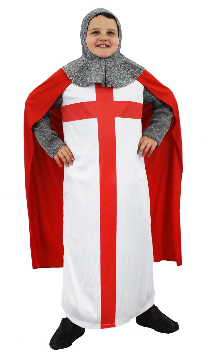 Kinderritter-Kostüm, St. George, englischer Kreuzritter, Outfit, König, Arthur, mittelalterlicher Kr