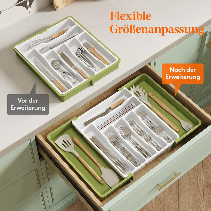 Lifewit Besteckkasten für Schubladen, erweiterbarer Besteckeinsatz für Küchenschubladen, verstellbar