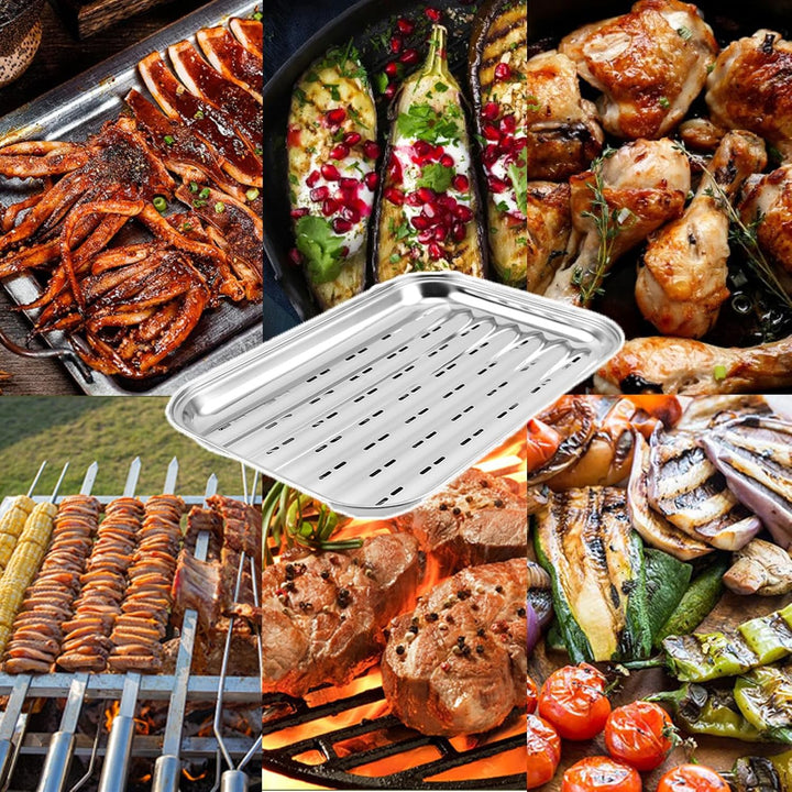 2 Stück BBQ Grillschalen Aus Edelstahl Grillschale Grillschale Edelstahl Grillkorb Wiederverwendbare
