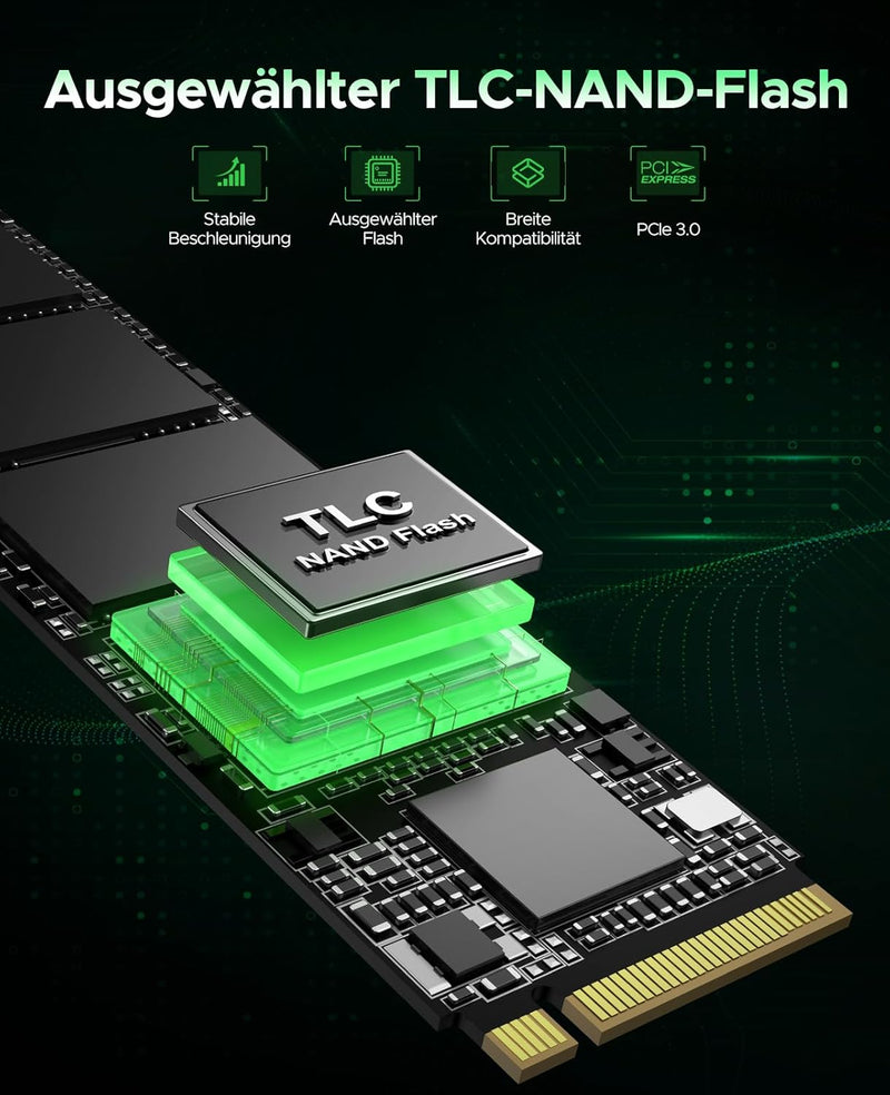 ORICO 256GB M.2 NVMe SSD, TLC NAND Flash, 2400MB/s PCIe Gen3x4 M2 2280 SSD, Internes Solid State Lau