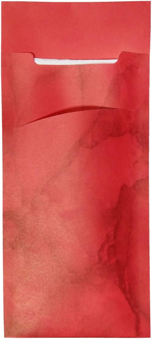 520 Bestecktaschen mit Serviette rot marmoriert 20 cm 520 Stück Rot, 520 Stück Rot