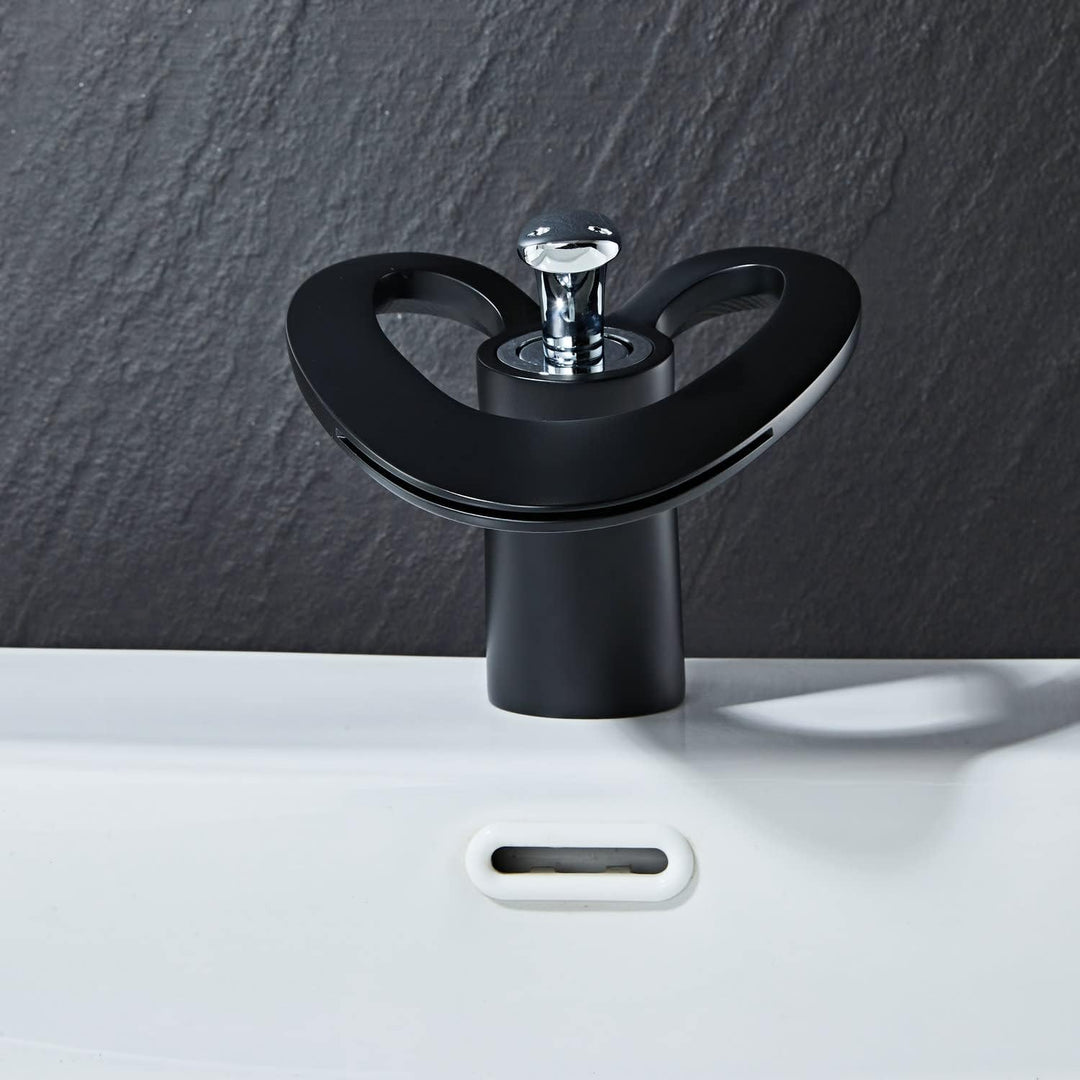 Wasserfall Waschtischarmaturen Badezimmer Mischbatterie Spültischarmatur Schwarz Einhebel Heiss und