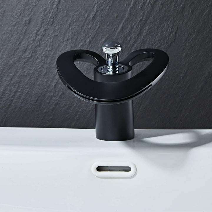 Wasserfall Waschtischarmaturen Badezimmer Mischbatterie Spültischarmatur Schwarz Einhebel Heiss und