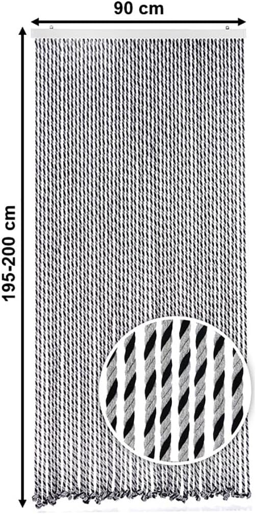 Kobolo Seilvorhang Türvorhang Black/Grey 54 Stränge Dekovorhang
