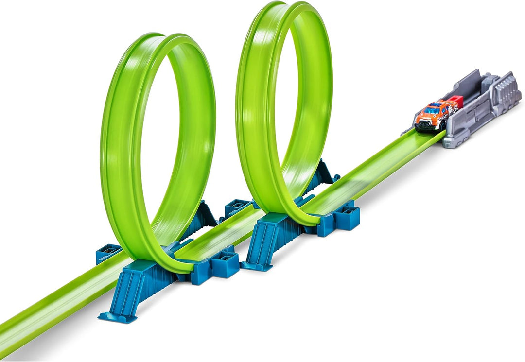 Metal Machines Shark Attack Building Trackset mit Mini-Rennwagen, Diecast Spielset