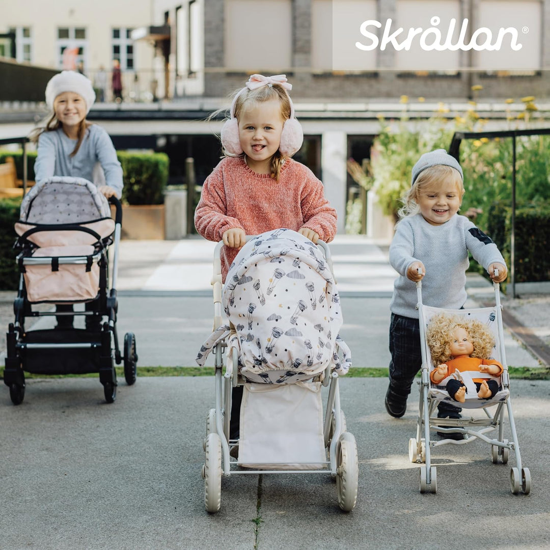 Skrållan Puppenbuggy ab 3 Jahre - 53cm grosser Klappbuggy mit Sicherheitsgurt und waschbarem Bezug -