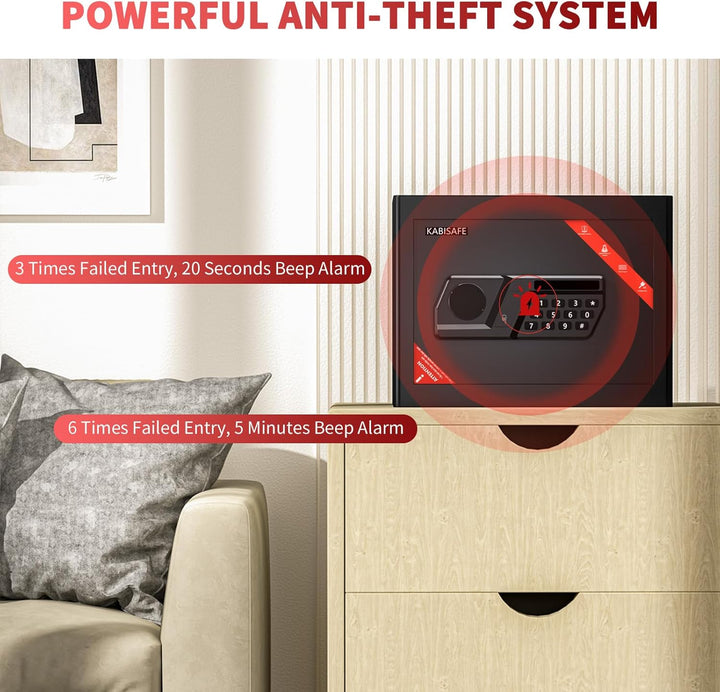 KABISAFE 20L Safe Tresor für Zuhause, Möbeltresor mit Zahlenschloss,Digitaler Tresor mit Herausnehmb
