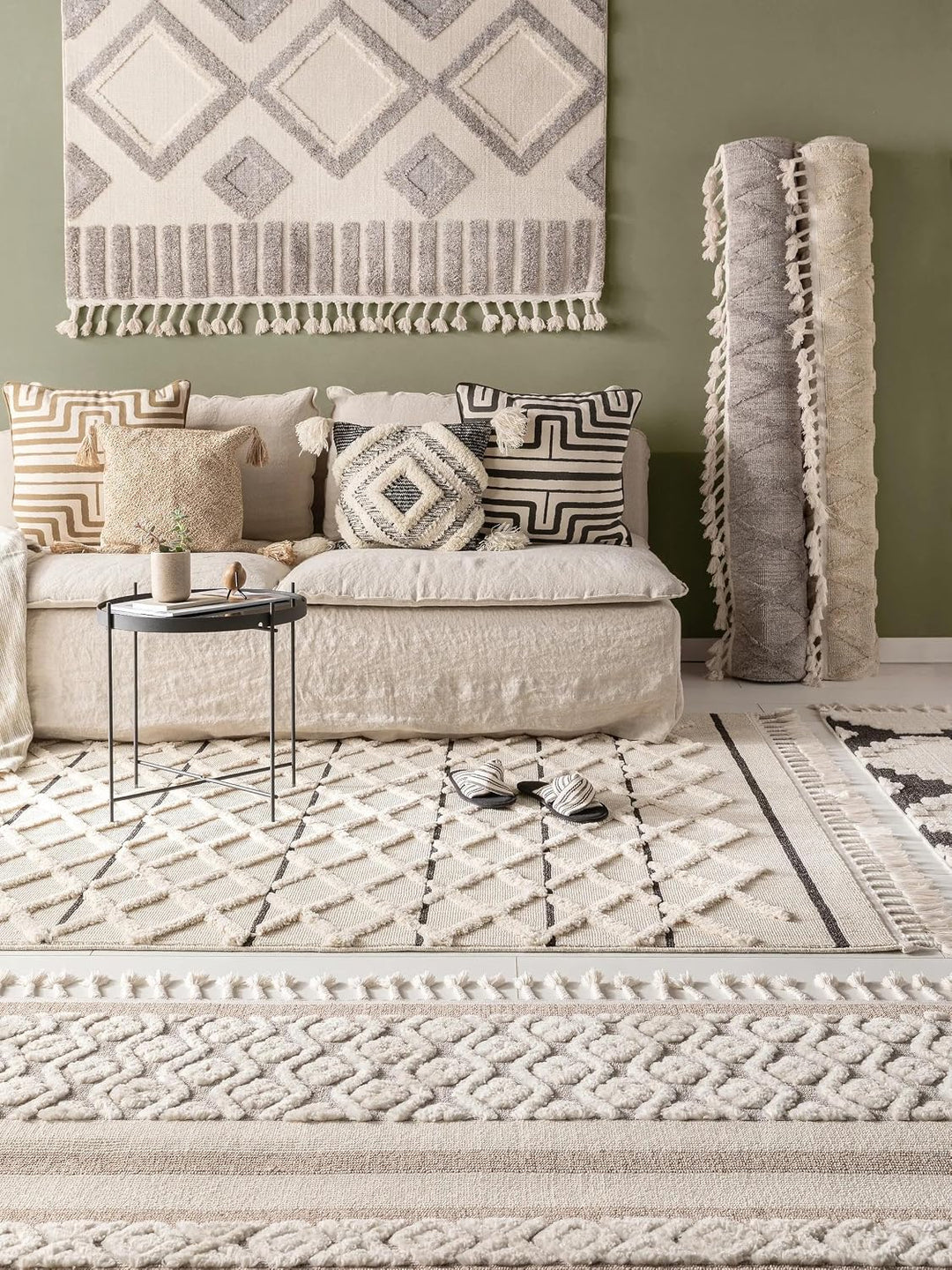 benuta TRENDS Kurzflor Teppich OYO Cream 80x150 cm - Moderner Teppich für Wohnzimmer 80 cm x 150 cm