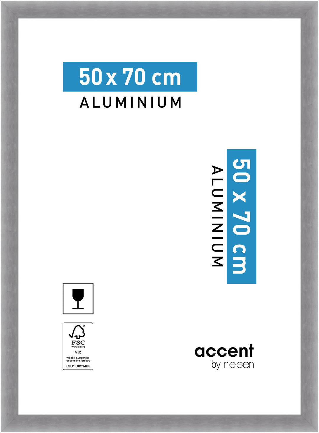 accent by nielsen Aluminium Bilderrahmen Largo, 50x70 cm, Struktur Silber Matt 50 x 70 cm Struktur S