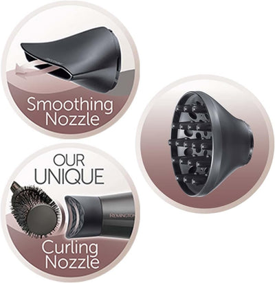 Remington Haartrockner Ionen [Locken & Wellen & Glatt] Curl-Straight (2200W, inkl 3 Stylingaufsätze: