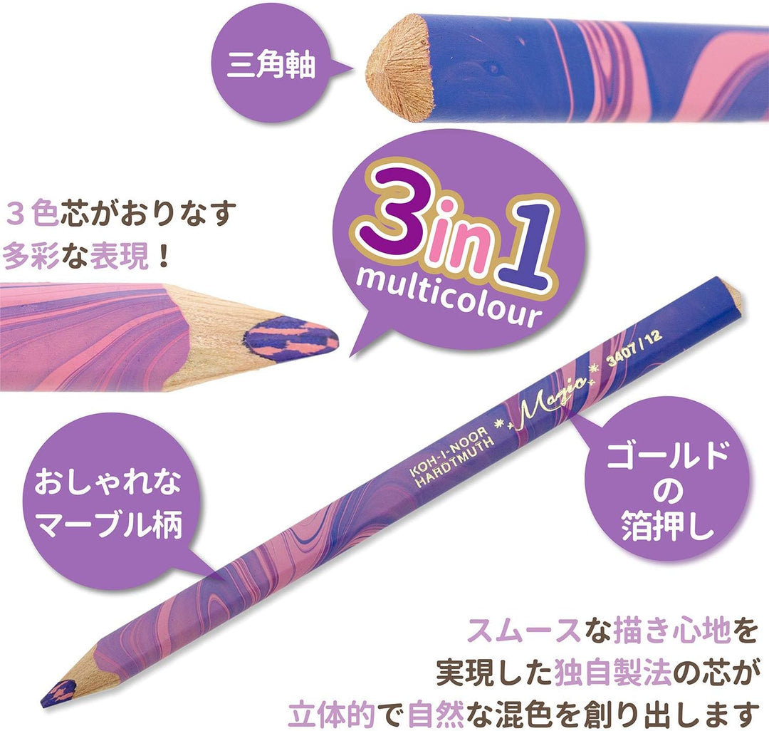 Koh-I-Noor Magic Jumbo Buntstifte, dreieckig, mehrfarbig, 24 Stück