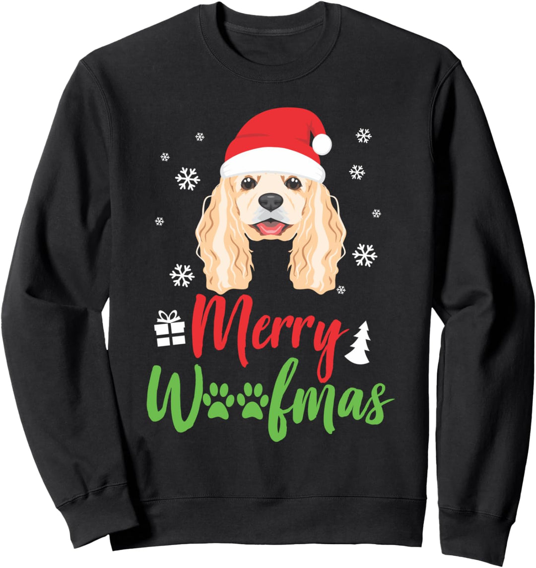 Weihnachtshund Spaniel Frohe Woofmas Geschenk Sweatshirt