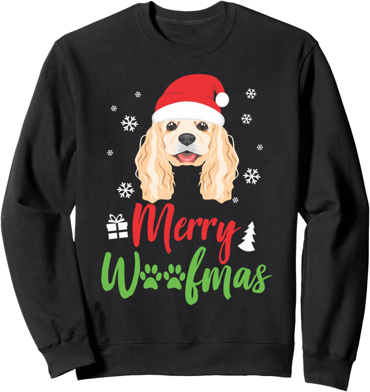 Weihnachtshund Spaniel Frohe Woofmas Geschenk Sweatshirt