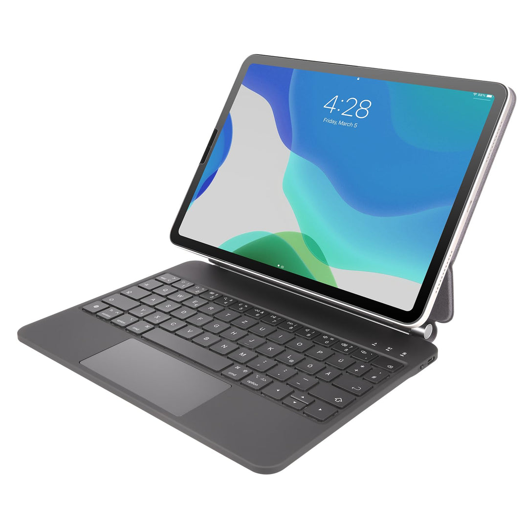 Rii Hülle mit Tastatur für iPad Pro 11" & iPad Air 6/5/4, Bluetooth Verbindung, Magnetisch Befestigb