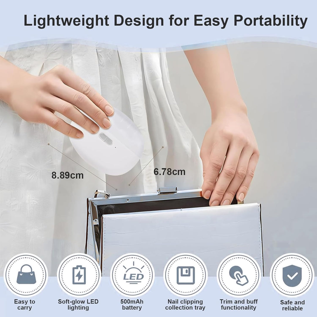 Elektrischer Nagelknipser mit LED-Licht & Polierfunktion, 2-in-1 automatischer Nageltrimmer mit 2 Ge