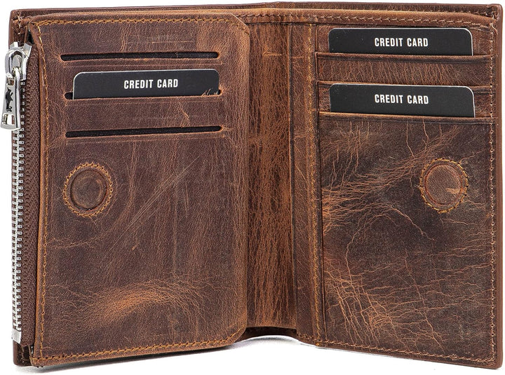 Solo Pelle® Slim Wallet KOMPA mit Münzfach [bis zu 13 Karten] Slimwallet [RFID-Schutz] Kartenetui [L