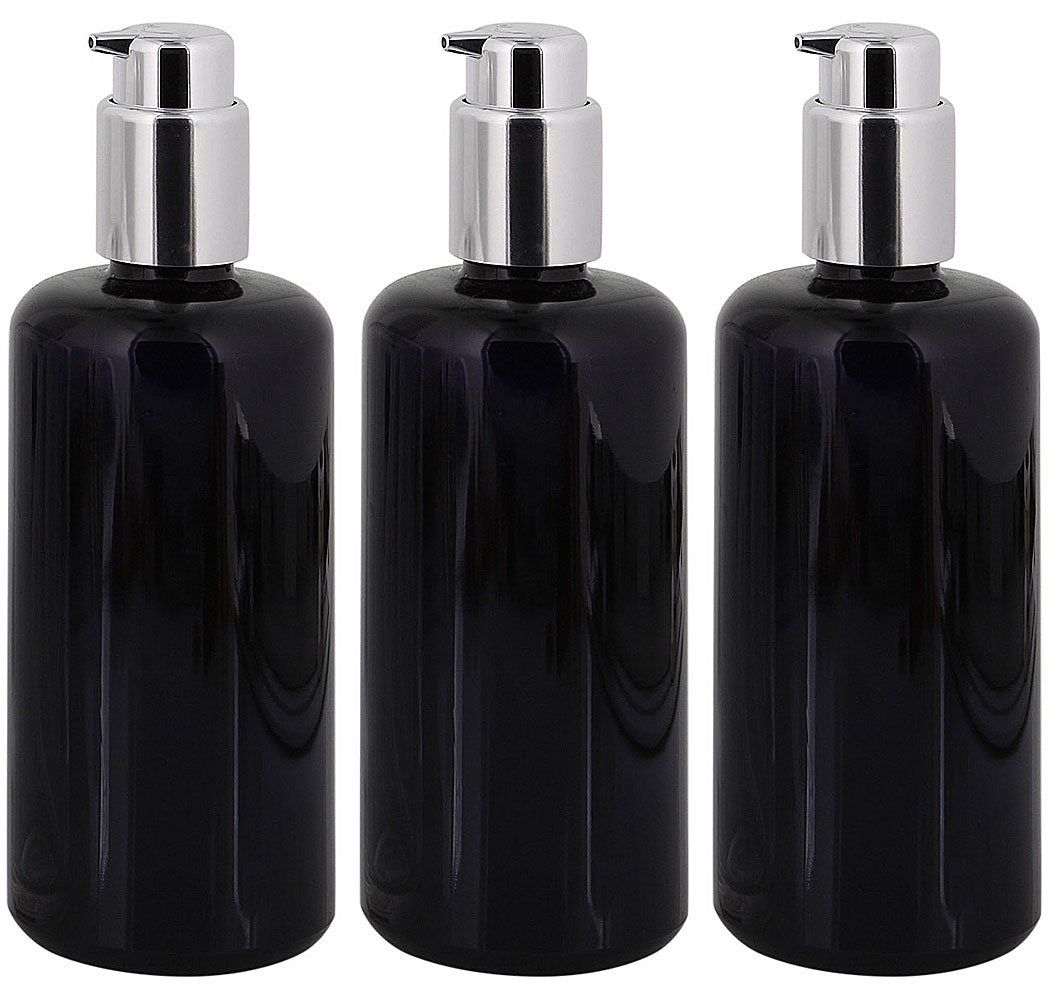 Violettglas Mironglas Gel-Spender Flasche Silber Lotionspender Kosmetex Glas-Flasche, Miron Flakon,
