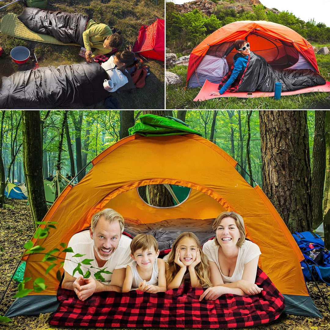 Baumwollflanell-Doppelschlafsack für Camping, Wandern oder Wandern. Queen Size 2 Person wasserdichte