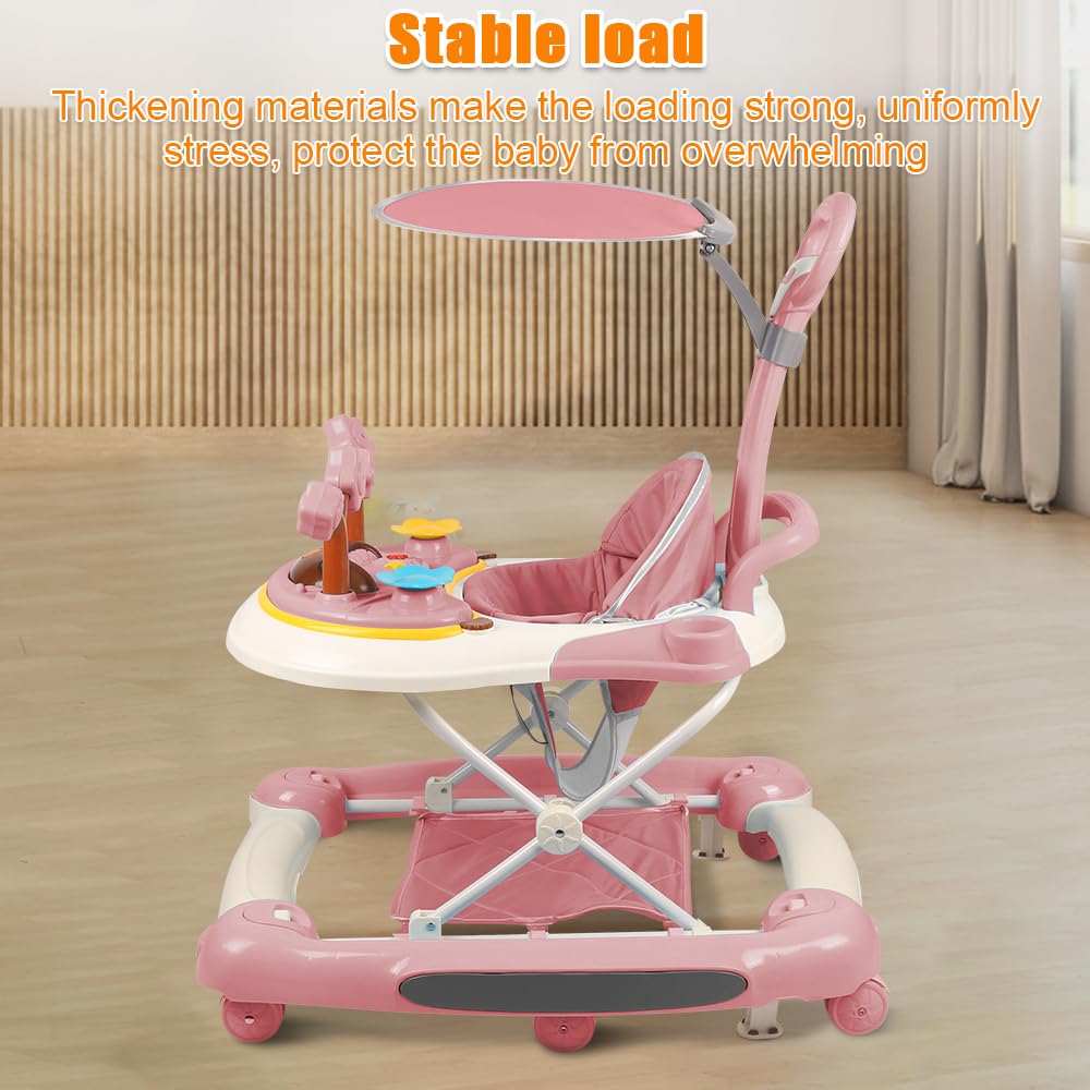 Baby Lauflernhilfe, Baby Walker Höhenverstellbar, Überrollsicherer Lauflernwagen mit Leisen 360°-Lau
