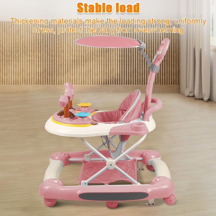 Baby Lauflernhilfe, Baby Walker Höhenverstellbar, Überrollsicherer Lauflernwagen mit Leisen 360°-Lau