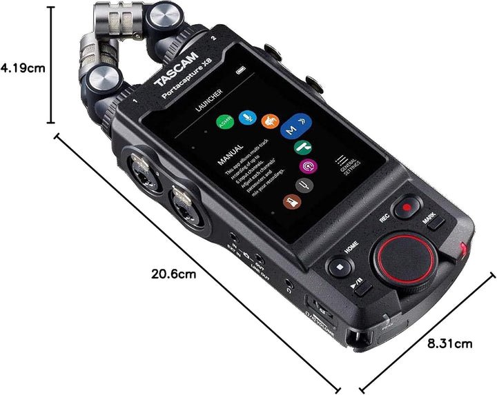 Tascam Portacapture X8 - Portabler 6+2-Spur High-Resolution 32-bit/192-kHz Rekorder, USB2.0, schwarz