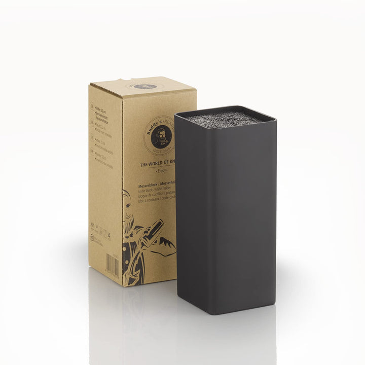 Buddy´s Blades - Messerblock, Messerhalter, unbestückt, 22 cm Höhe, schwarz, quadratisch, hochwertig