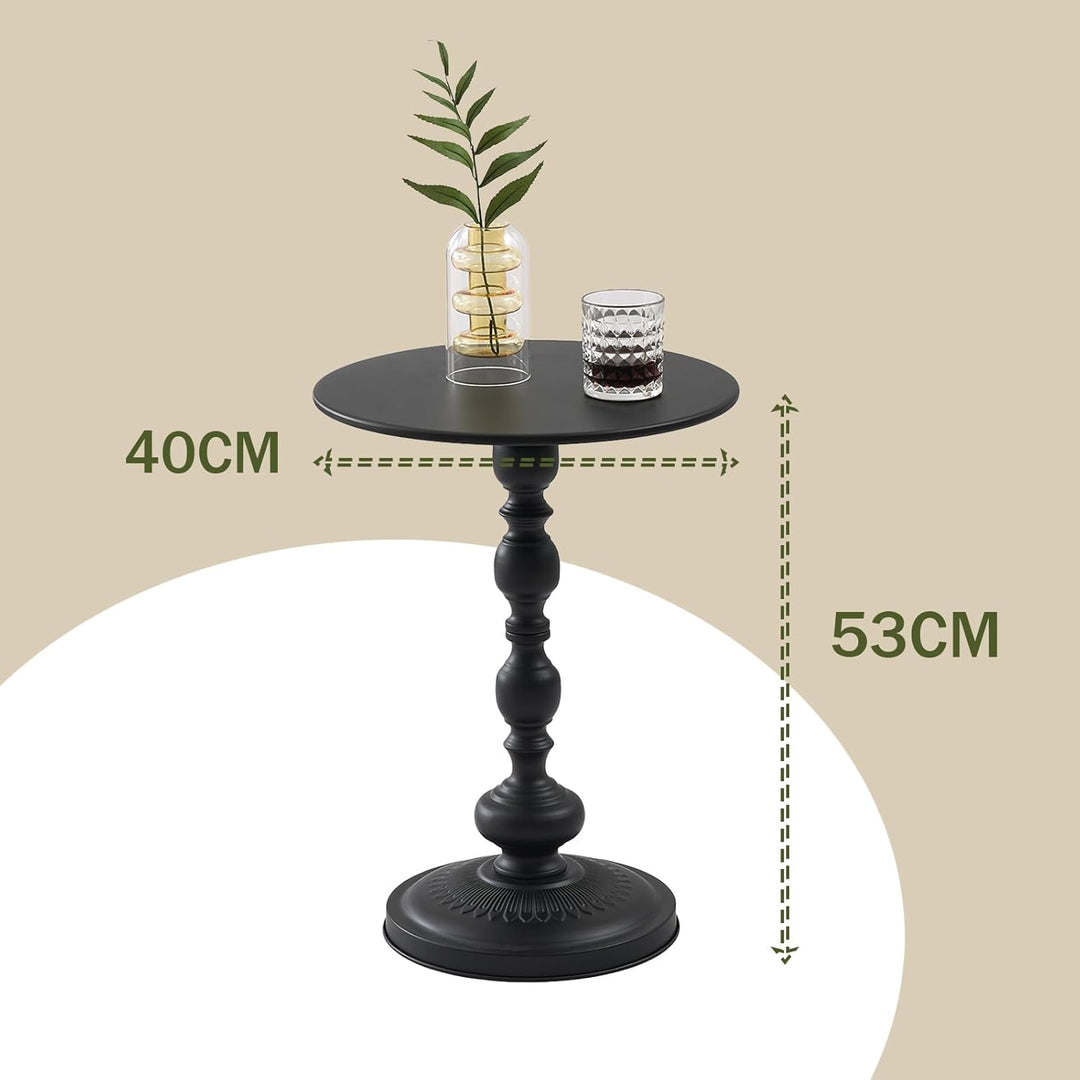 Couchtisch Schwarz Rund, 2er Set Beistelltisch Rund für Wohnzimmer, Vintage Sofatisch, Kleiner Beist