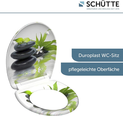 SCHÜTTE WC-Sitz Duroplast JASMIN, Toilettensitz mit Absenkautomatik und Schnellverschluss für die ei