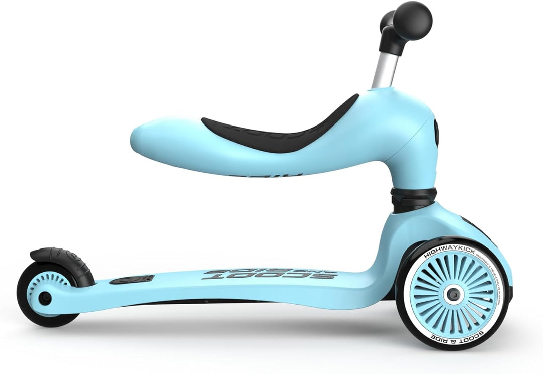 Scoot & Ride Unisex – Babys Highwaykick 1 Kickboard mit Sitz Blau Einheitsgrösse Single, Blau Einhei