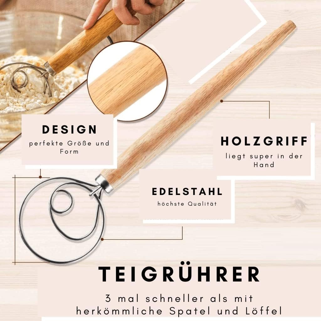 Set zum Brotbacken – knuspriges Brot selber machen inkl. Gärkorb, Teigkarte, Teigrührer, Bäckermesse