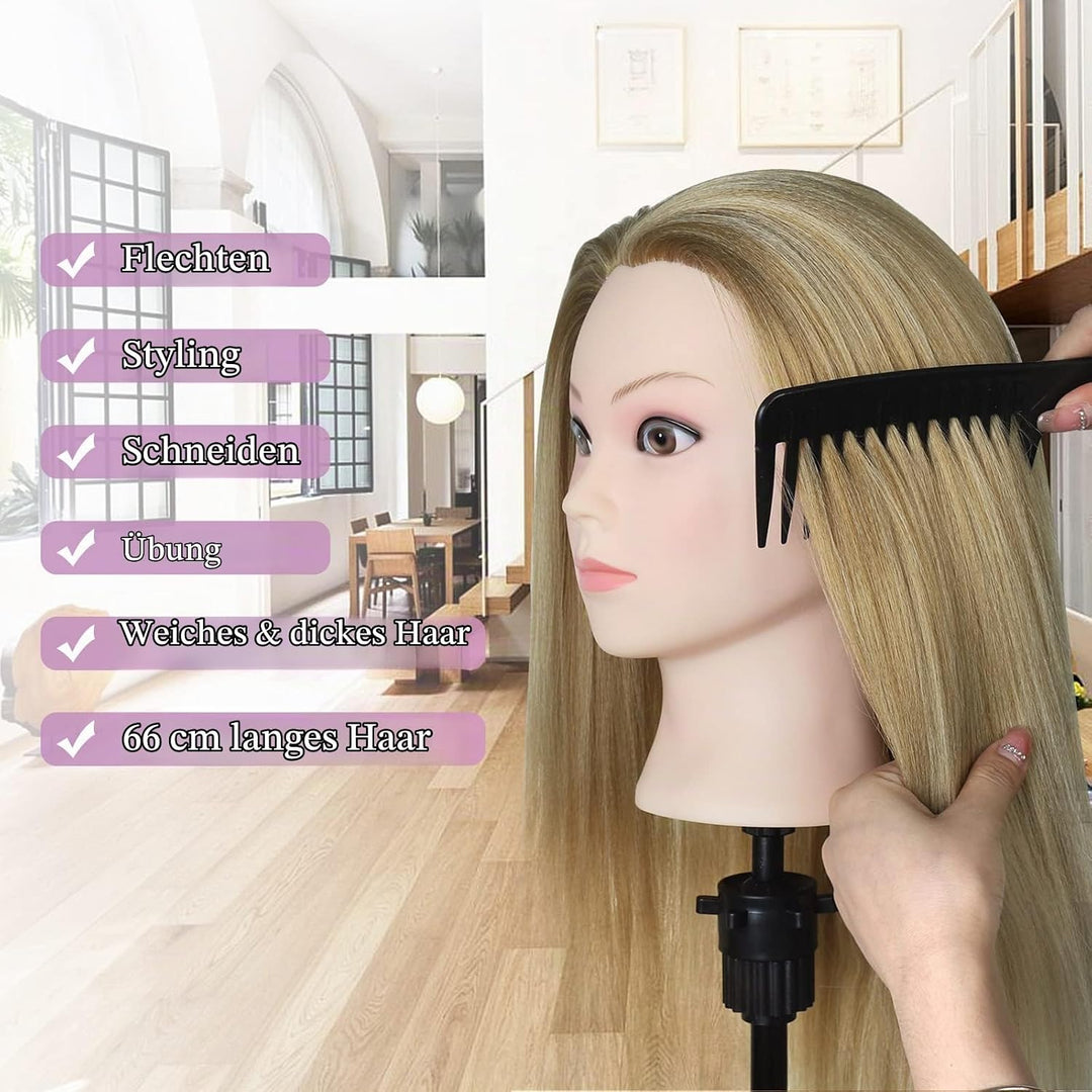 Frisierkopf mit Perückenständer Neverland Friseur Übungskopf Friseurkopf Trainingsköpfe, Frisierkopf