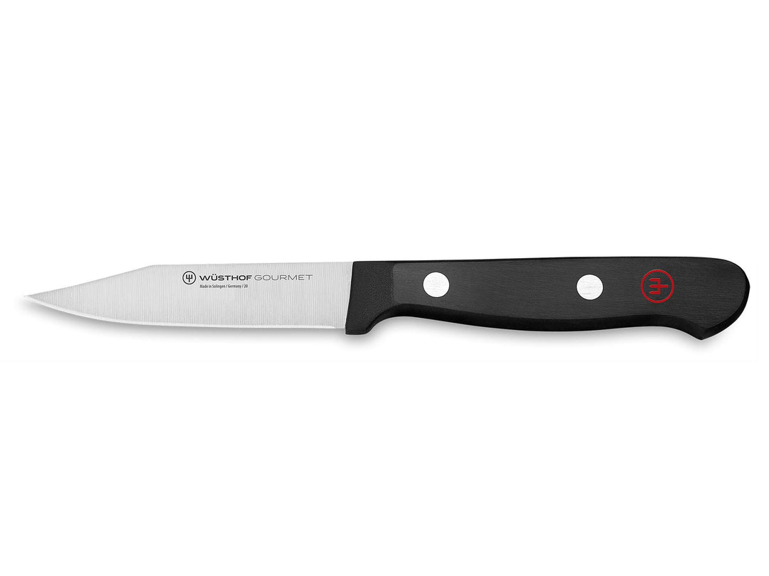 WÜSTHOF Gourmet Gemüsemesser 8 cm, Schwarz,silber 8cm Gemüsemesser, ausgelaserte Klinge, 8cm Gemüsem