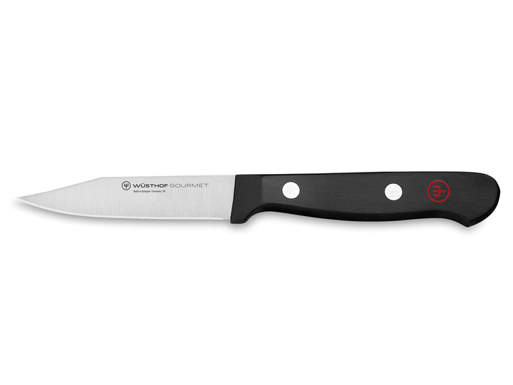 WÜSTHOF Gourmet Gemüsemesser 8 cm, Schwarz,silber 8cm Gemüsemesser, ausgelaserte Klinge, 8cm Gemüsem
